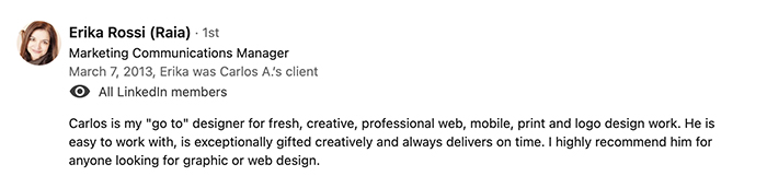 Erika Rossi Recommendation