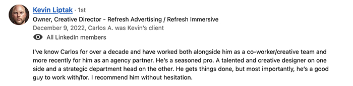 Kevin Liptak Recommendation